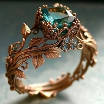 Rose Gold Branch Flower Inlaid Blue Crystal Ring - Novair-product name