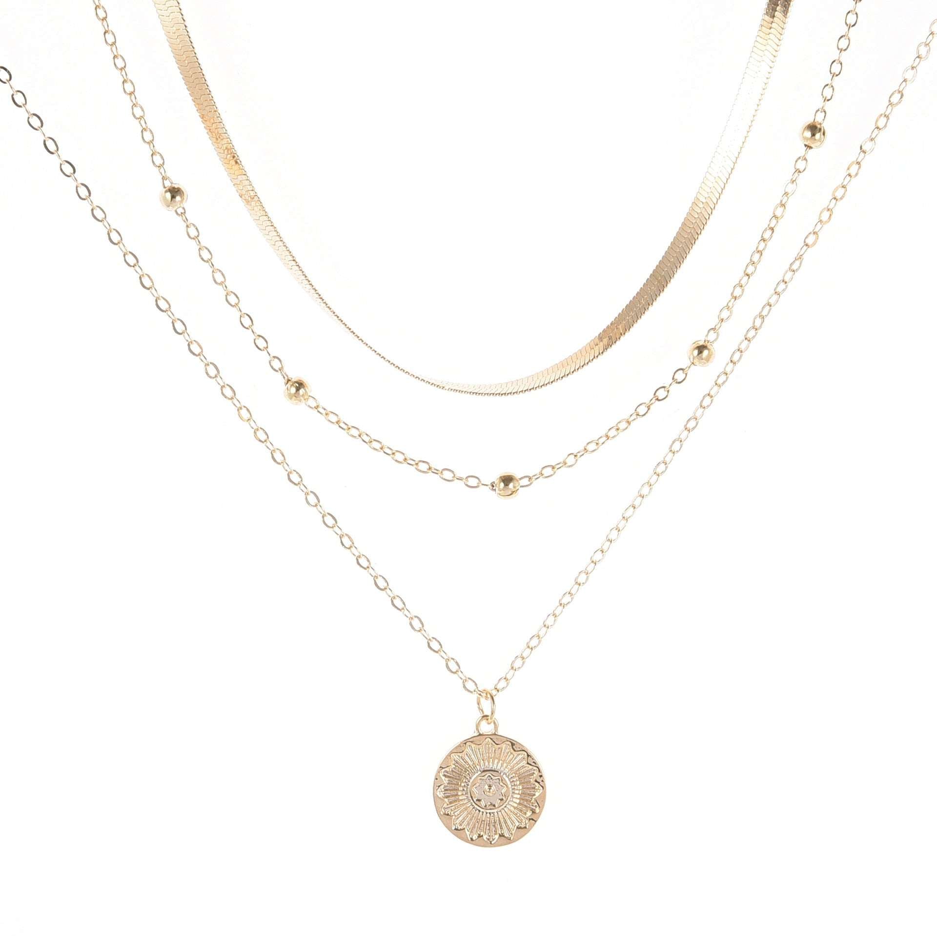 Women's Fashion Personalized Simple Multi-layer Lotus Pendant Necklace - Novair-product name