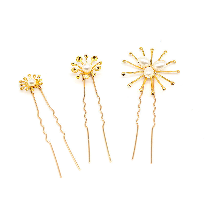 Bridal Hair Accessories INS Net Star Burst Pearl Hairpin