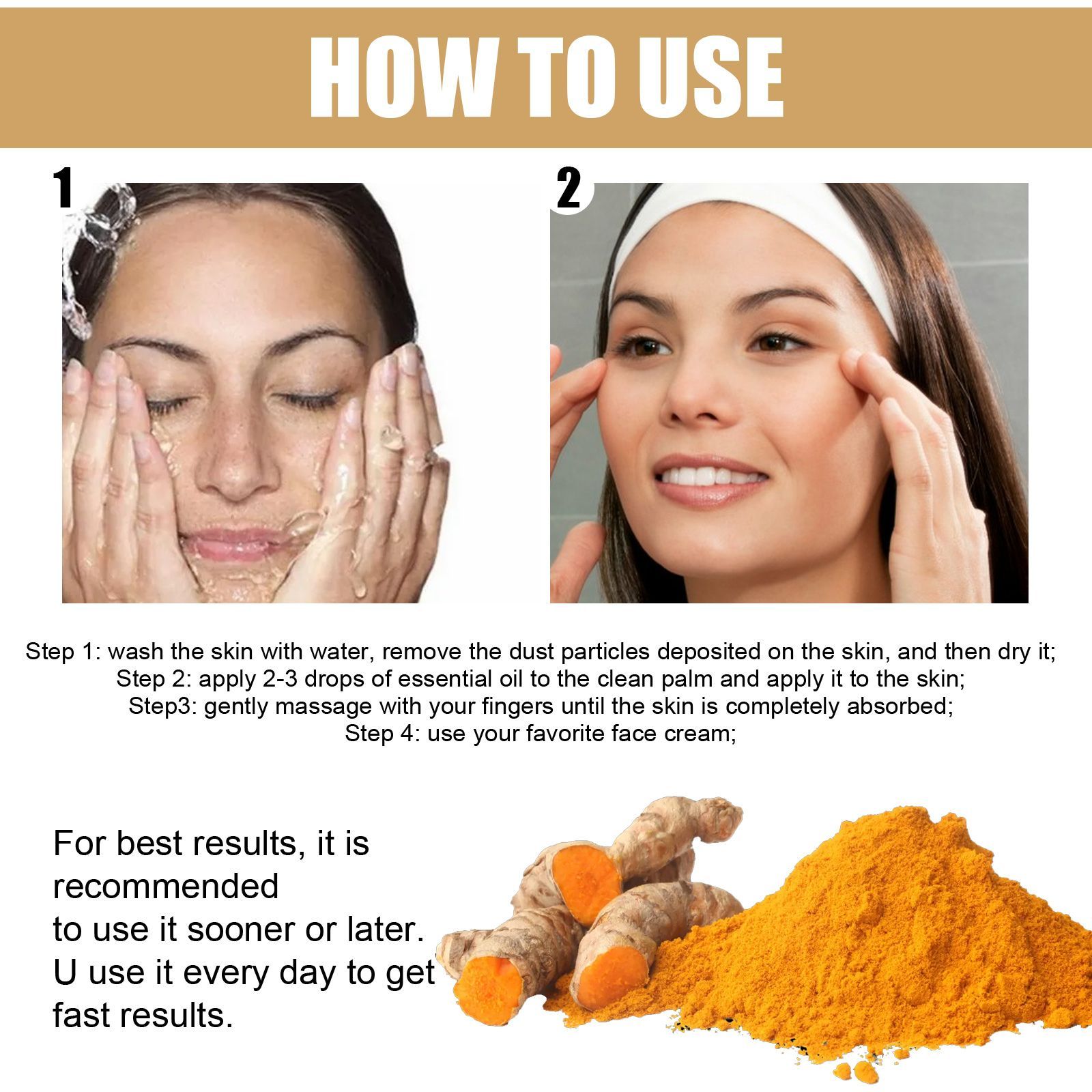 EELHOE Turmeric Dark Spot Correcting Serum Face Care Spot Moisturizing Nourishing Repairing Complexion Serum - Novair-product name