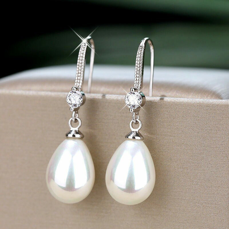 Women's Elegant Drop-shaped Imitation Pearl Long Earrings - Novair-product name