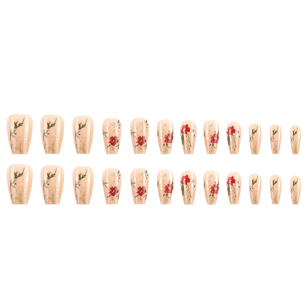 Gold Glitter Nail Tips Red Rose Nails - Novair-product name