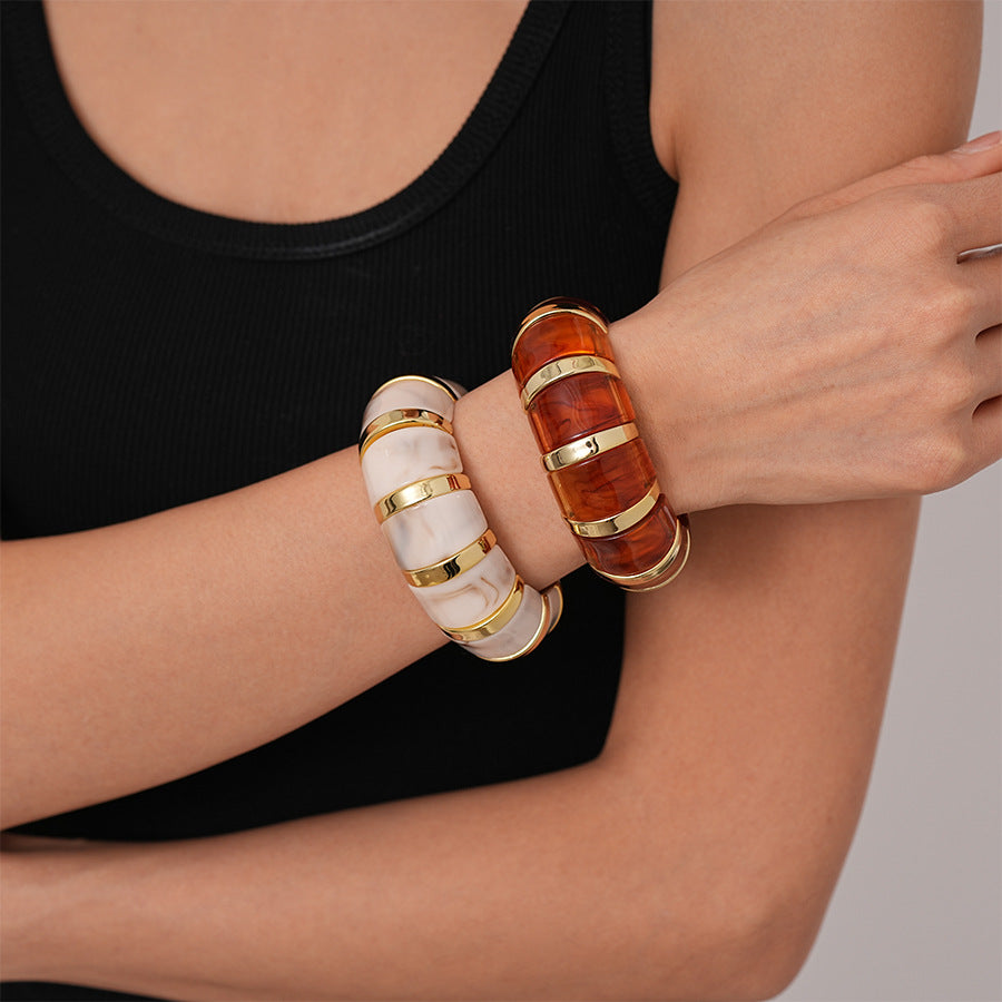 European And American Retro Blooming Acrylic Elastic Bracelet - Novair-product name