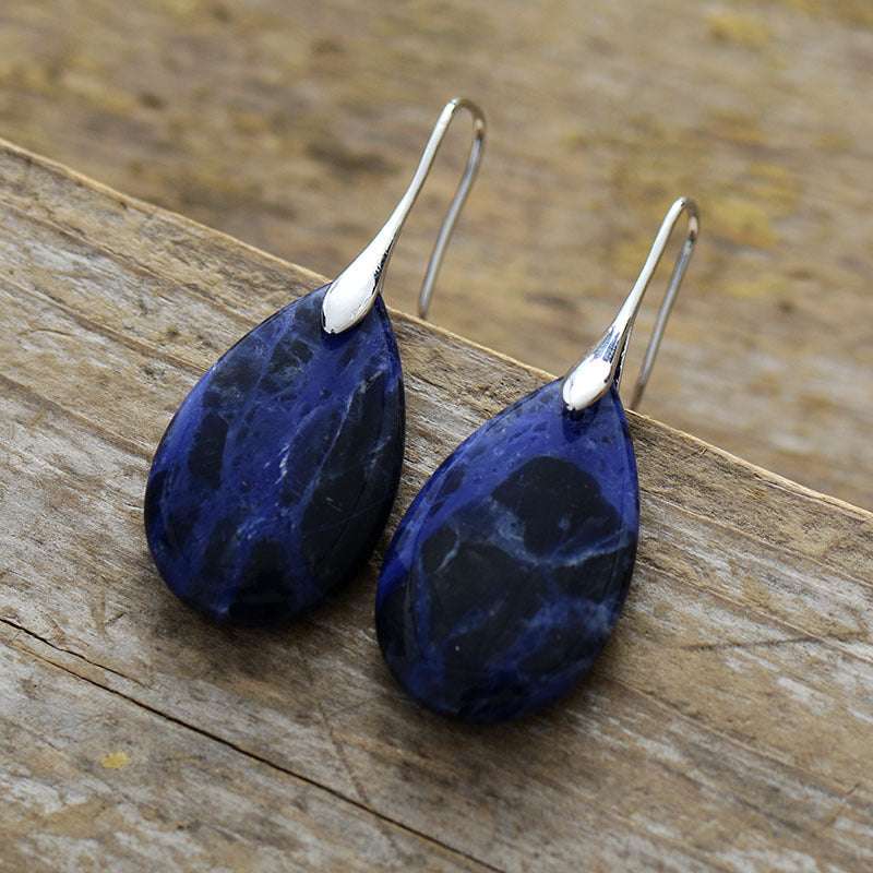 Bohemian Natural Stone Water Drop Pendant Earrings - Novair-product name
