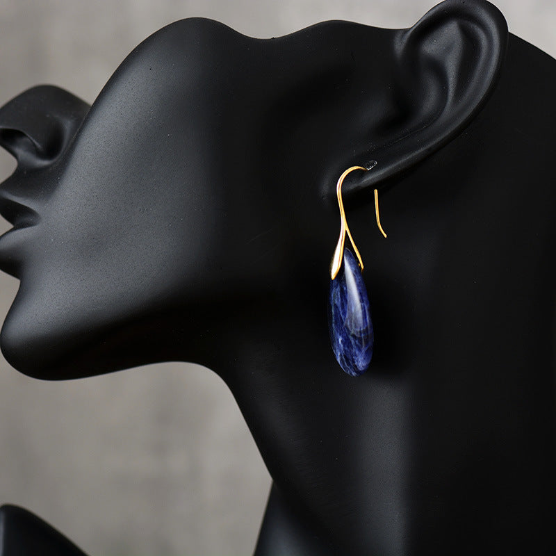 Bohemian Natural Stone Water Drop Pendant Earrings - Novair-product name