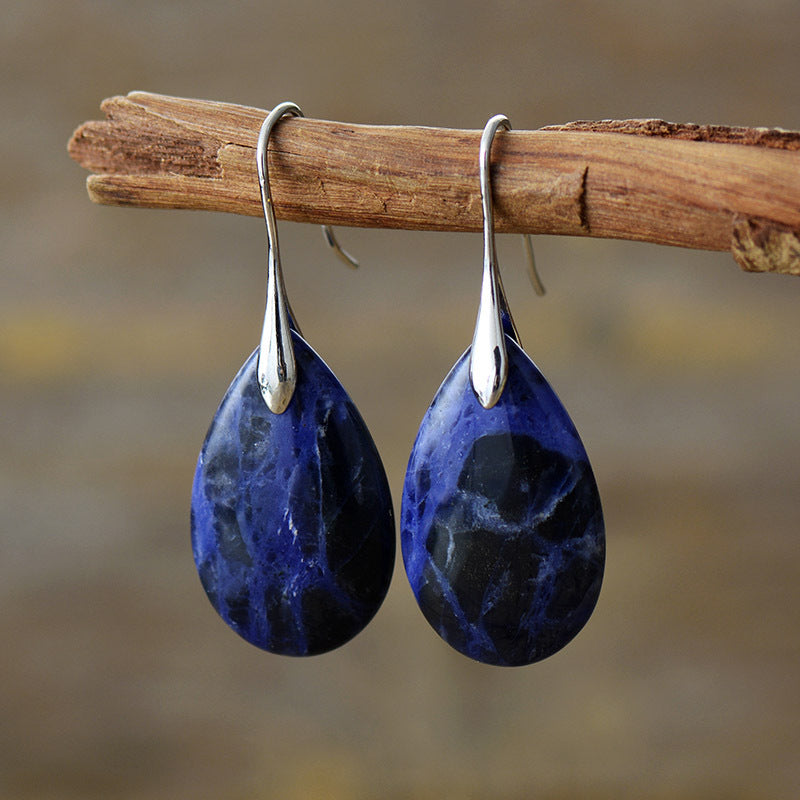 Bohemian Natural Stone Water Drop Pendant Earrings - Novair-product name