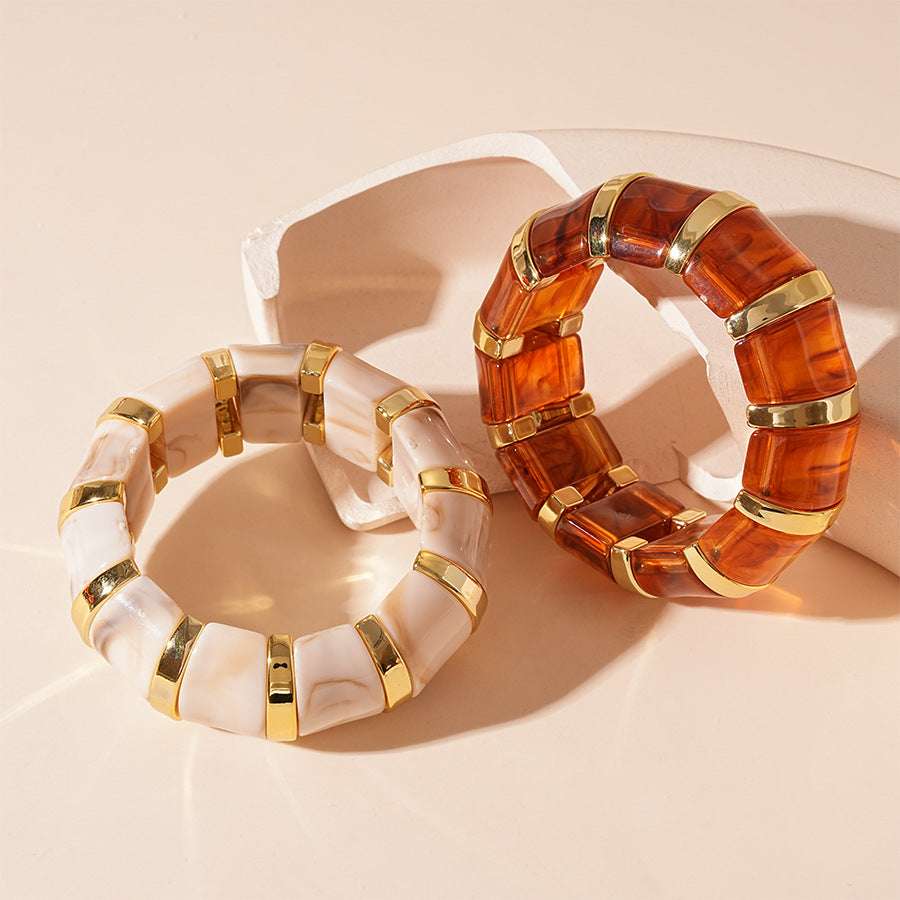 European And American Retro Blooming Acrylic Elastic Bracelet - Novair-product name