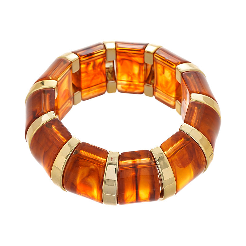 European And American Retro Blooming Acrylic Elastic Bracelet - Novair-product name