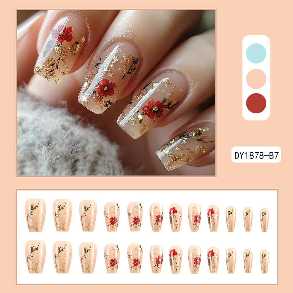 Gold Glitter Nail Tips Red Rose Nails - Novair-product name