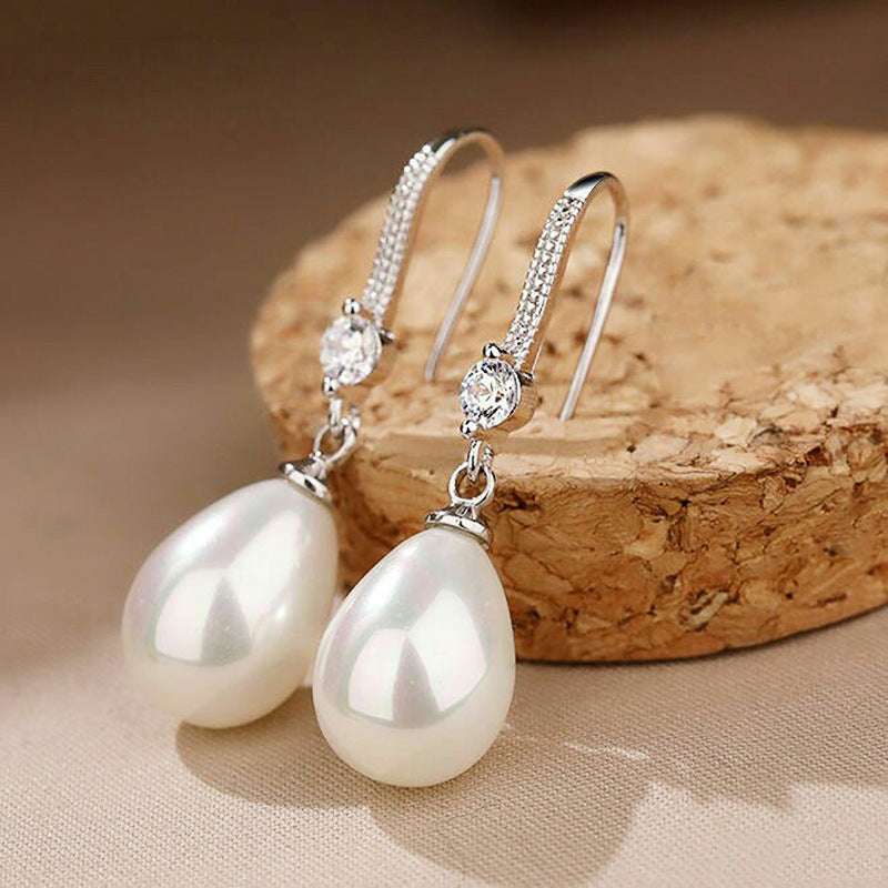 Women's Elegant Drop-shaped Imitation Pearl Long Earrings - Novair-product name
