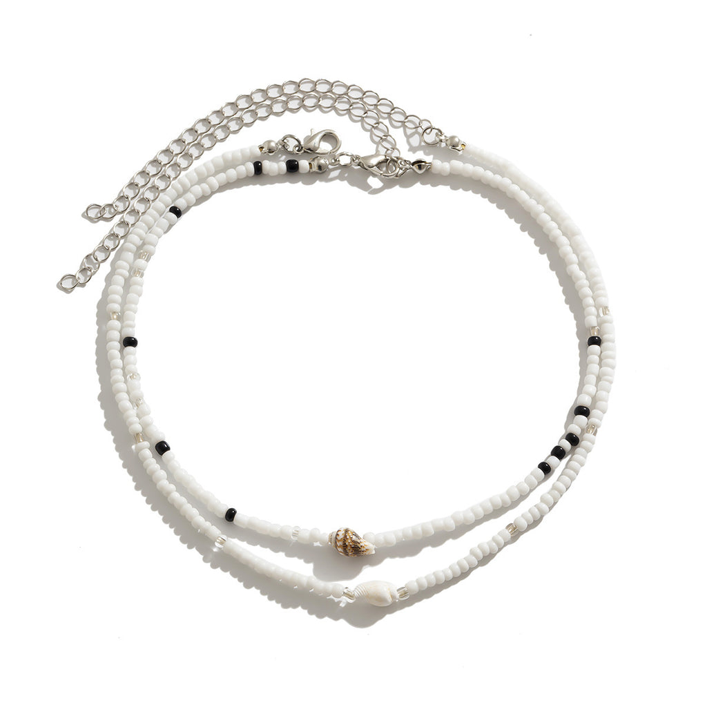 Mixed Color Bead Simple Conch Multi-layer Necklace - Novair-product name