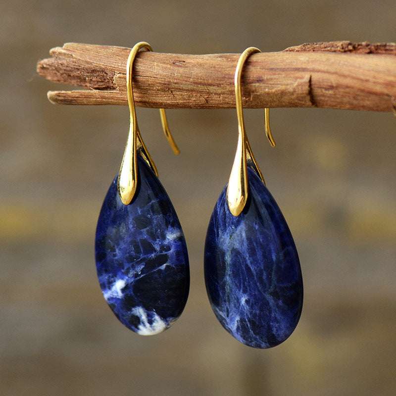 Bohemian Natural Stone Water Drop Pendant Earrings - Novair-product name