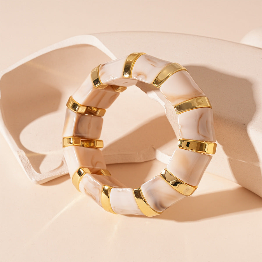 European And American Retro Blooming Acrylic Elastic Bracelet - Novair-product name