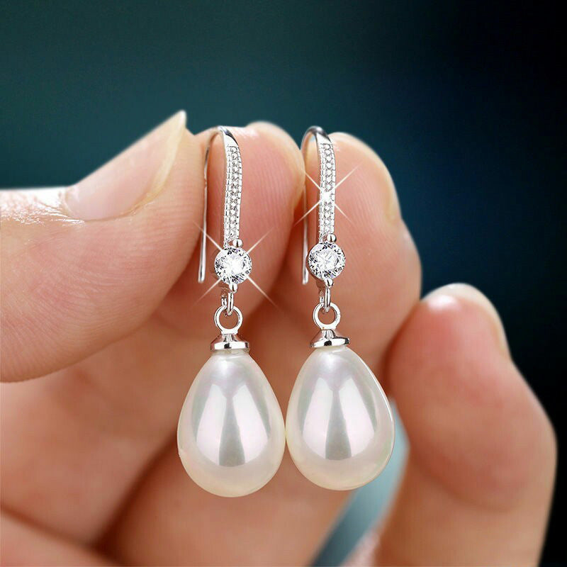 Women's Elegant Drop-shaped Imitation Pearl Long Earrings - Novair-product name