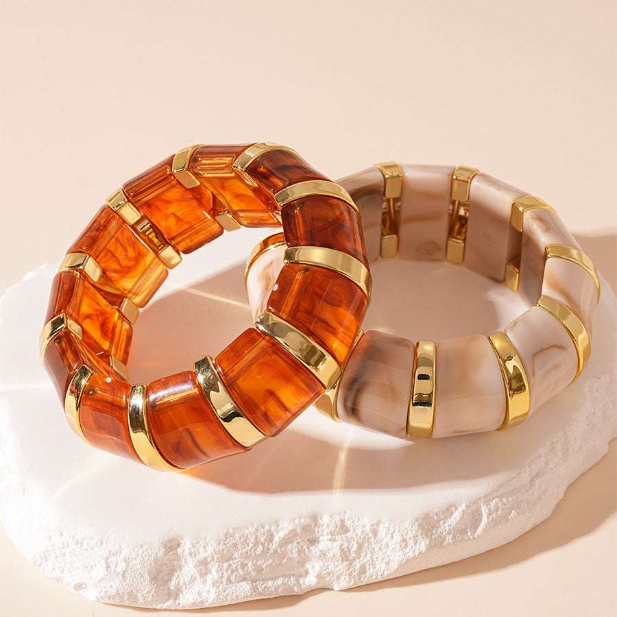 European And American Retro Blooming Acrylic Elastic Bracelet - Novair-product name