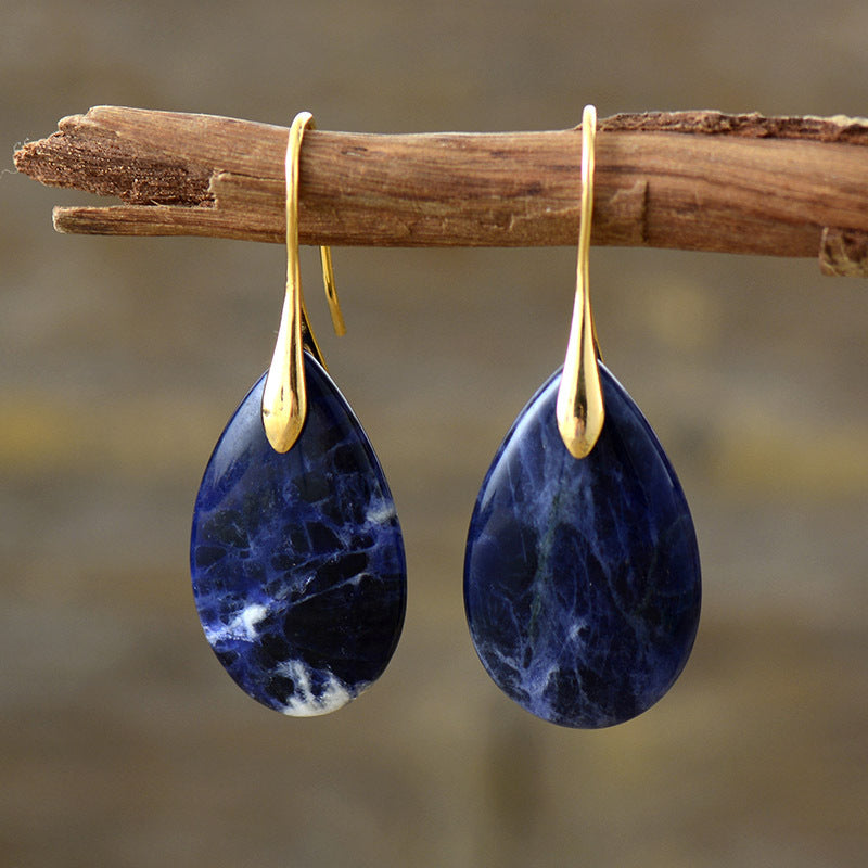 Bohemian Natural Stone Water Drop Pendant Earrings - Novair-product name