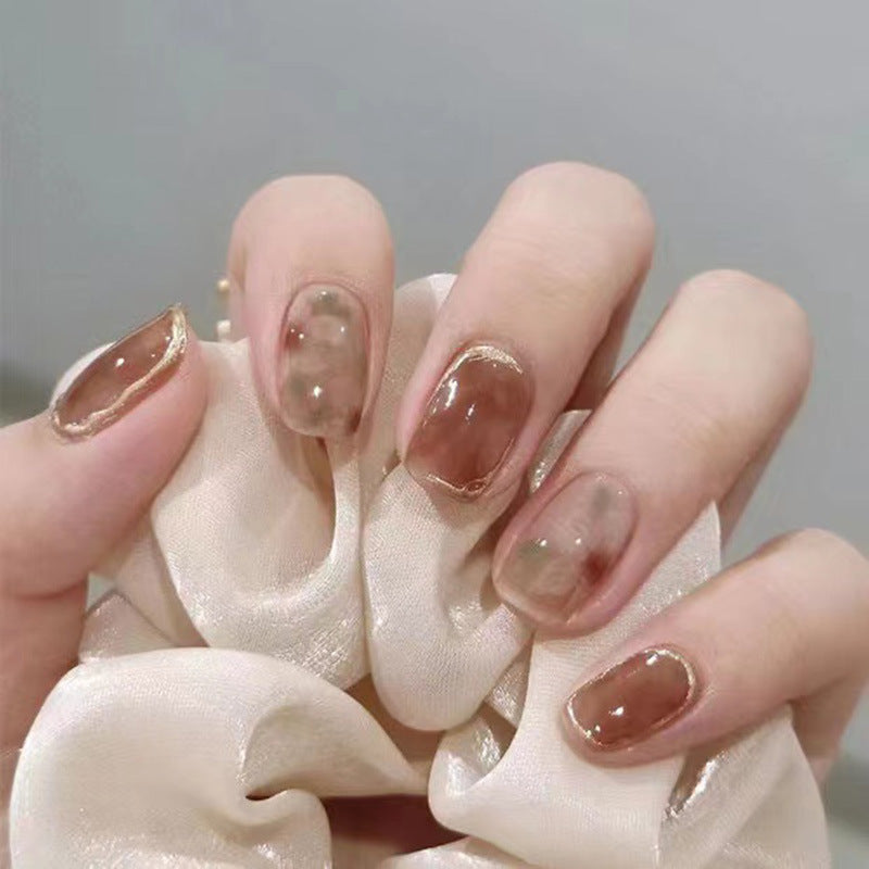 Handmade Camellia Wearing Nail Art Fake Nails Removable - Novair-product name