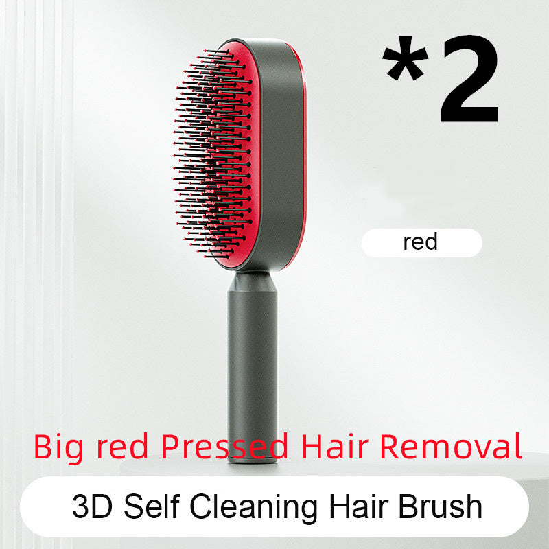 Self Cleaning Hair Brush For Women One-key Cleaning Hair Loss Airbag Massage Scalp Comb Anti-Static Hairbrush - Novair-product name