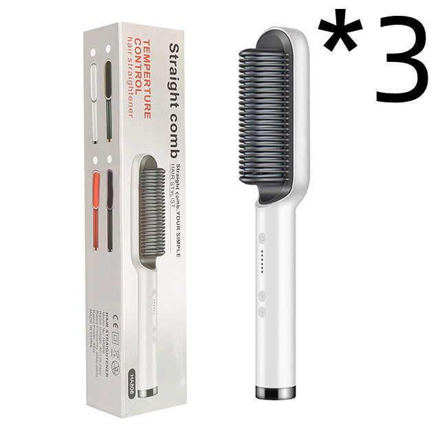 New 2 In 1 Hair Straightener Hot Comb Negative Ion Curling Tong Dual-purpose Electric Hair Brush - Novair-product name