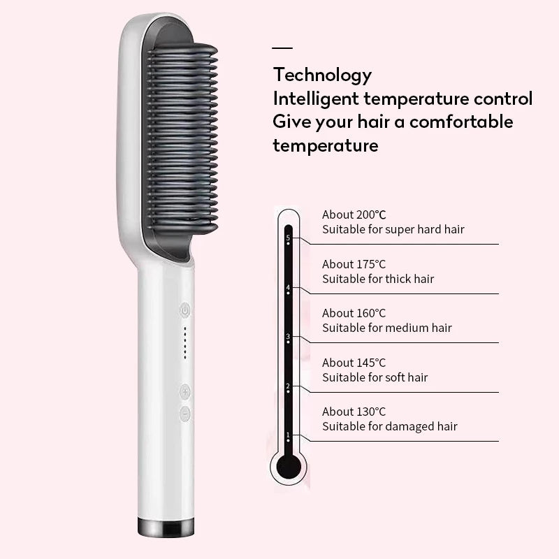 New 2 In 1 Hair Straightener Hot Comb Negative Ion Curling Tong Dual-purpose Electric Hair Brush - Novair-product name