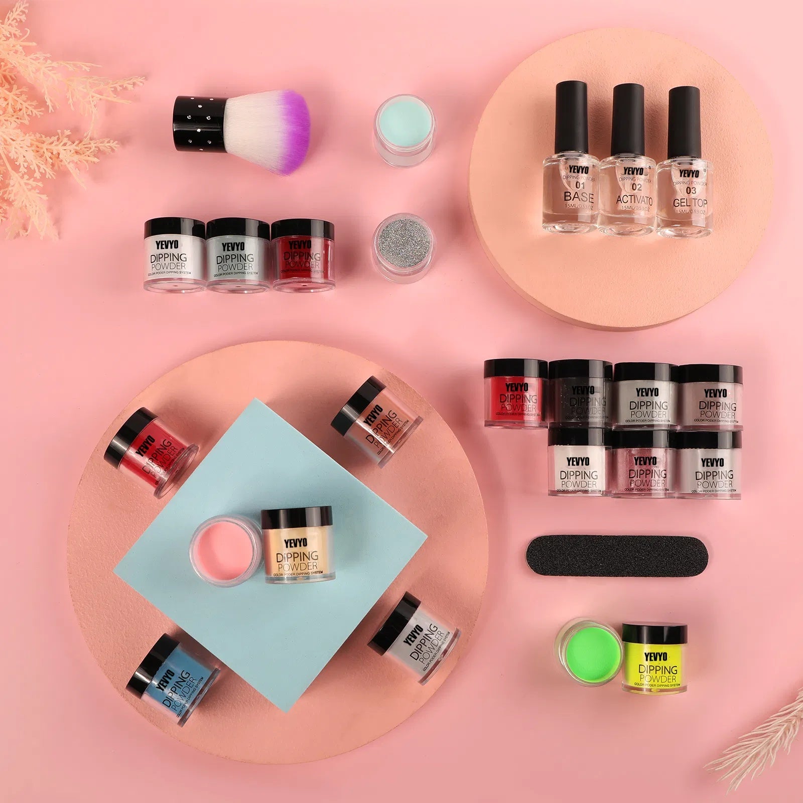 Acrylic Nail Kit Dip Powder Nail Kit Starter, 20 Colors Fast Dry Powder Nail Dipping Kit, With Base & Top Coat Activator Dip Nail Kit For French Nail Art Manicure DIY - Novair-product name