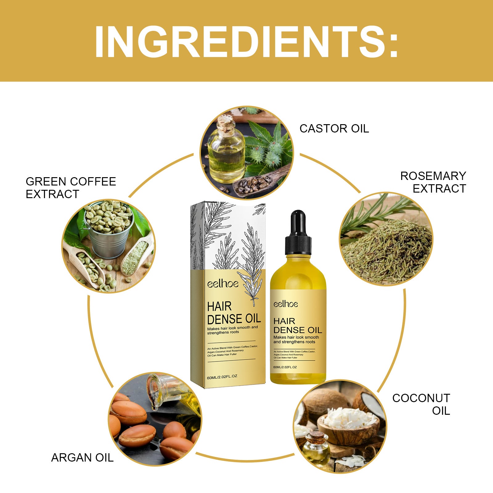 EELHOE Rosemary Hair Treatment Oil Scalp Cleansing Conditioning Volumizing Smoothing Repair Dry Frizzy Hair Conditioning Hair Treatment Oil - Novair-product name