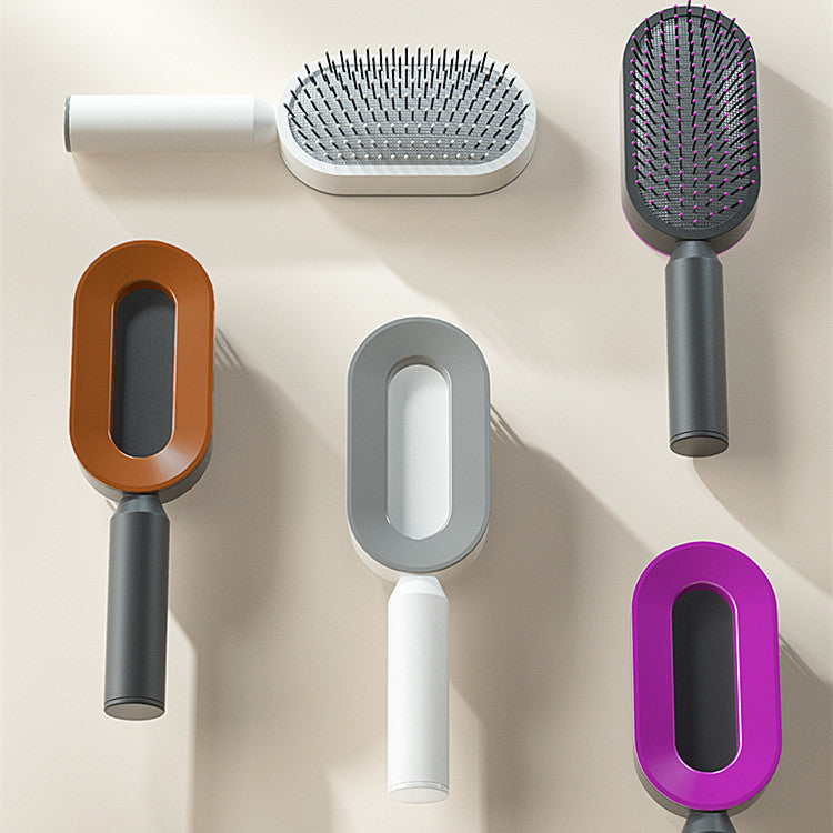 Self Cleaning Hair Brush For Women One-key Cleaning Hair Loss Airbag Massage Scalp Comb Anti-Static Hairbrush - Novair-product name