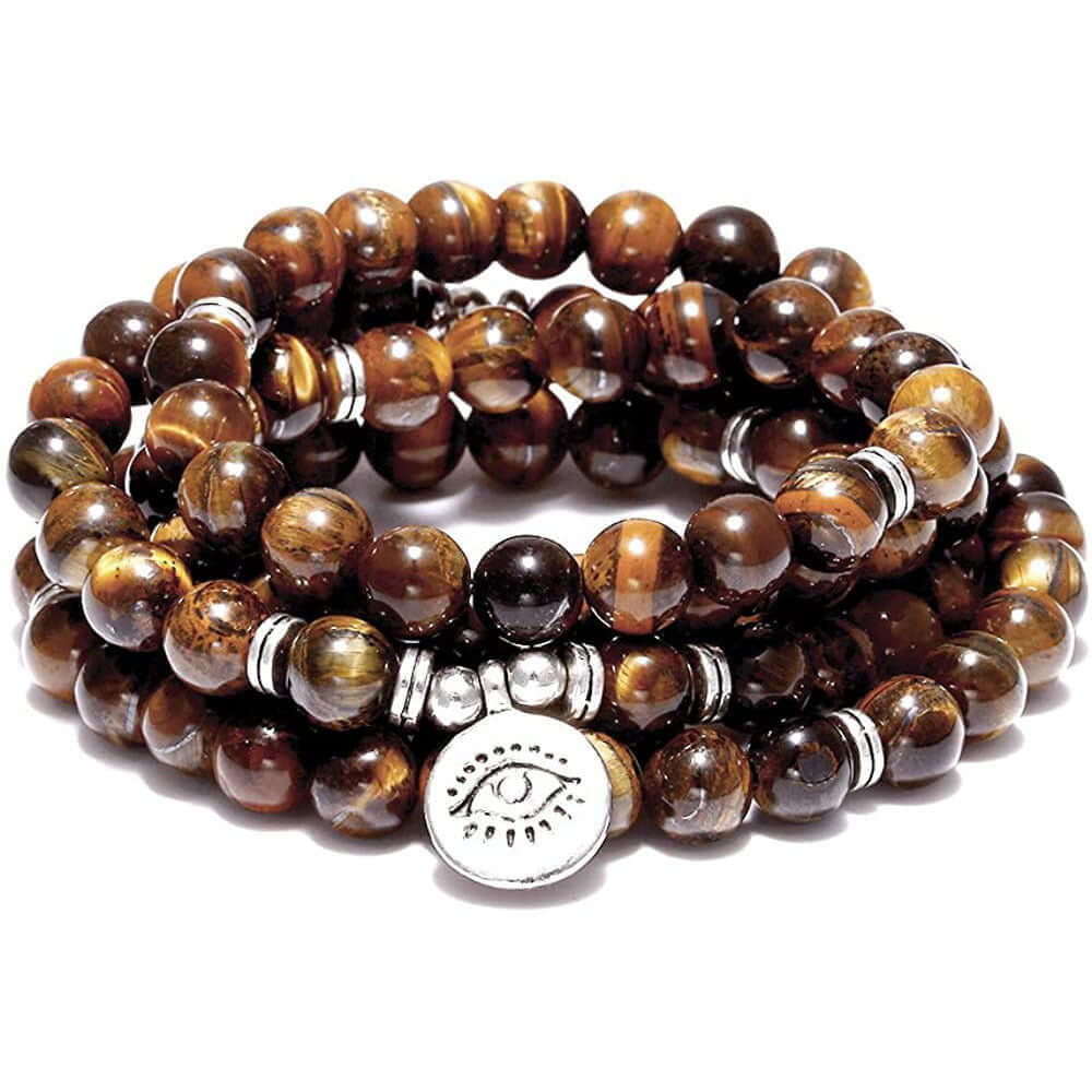 Amazon Stone Tiger Eye Stone Bracelet Necklace 108 Buddha Beads Lotus Bracelet - Novair-product name