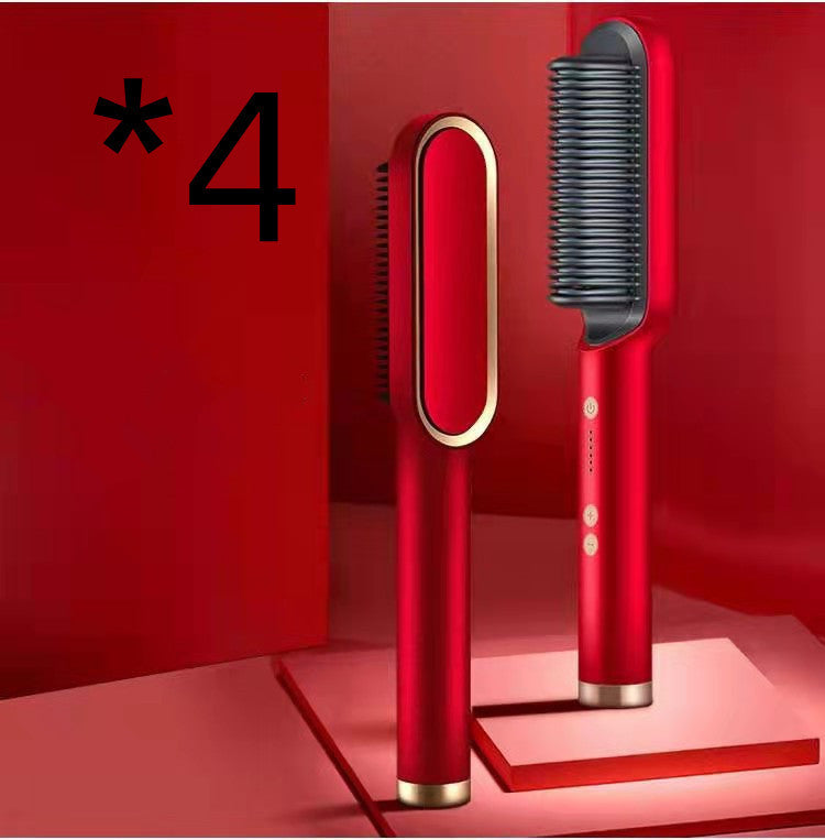 New 2 In 1 Hair Straightener Hot Comb Negative Ion Curling Tong Dual-purpose Electric Hair Brush - Novair-product name
