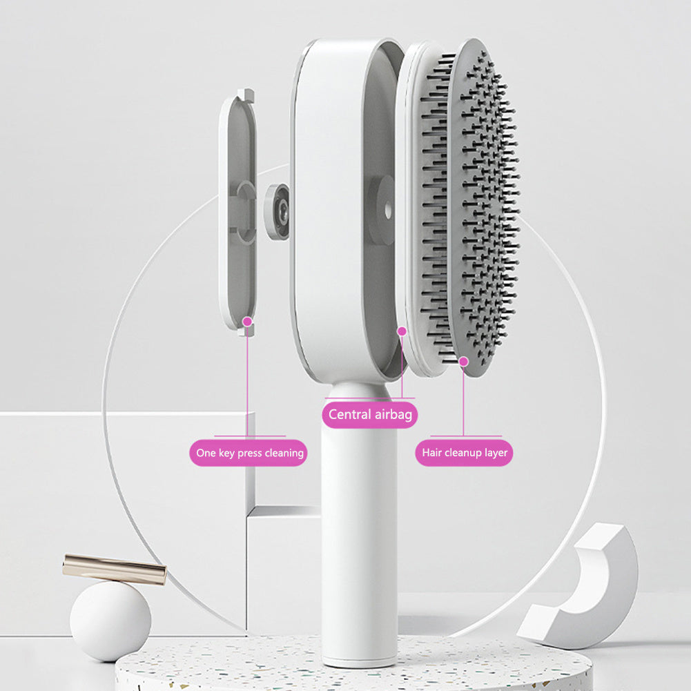 Self Cleaning Hair Brush For Women One-key Cleaning Hair Loss Airbag Massage Scalp Comb Anti-Static Hairbrush - Novair-product name