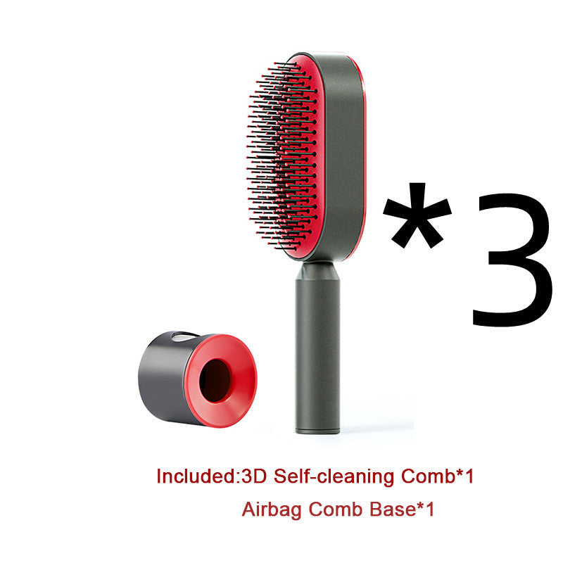 Self Cleaning Hair Brush For Women One-key Cleaning Hair Loss Airbag Massage Scalp Comb Anti-Static Hairbrush - Novair-product name