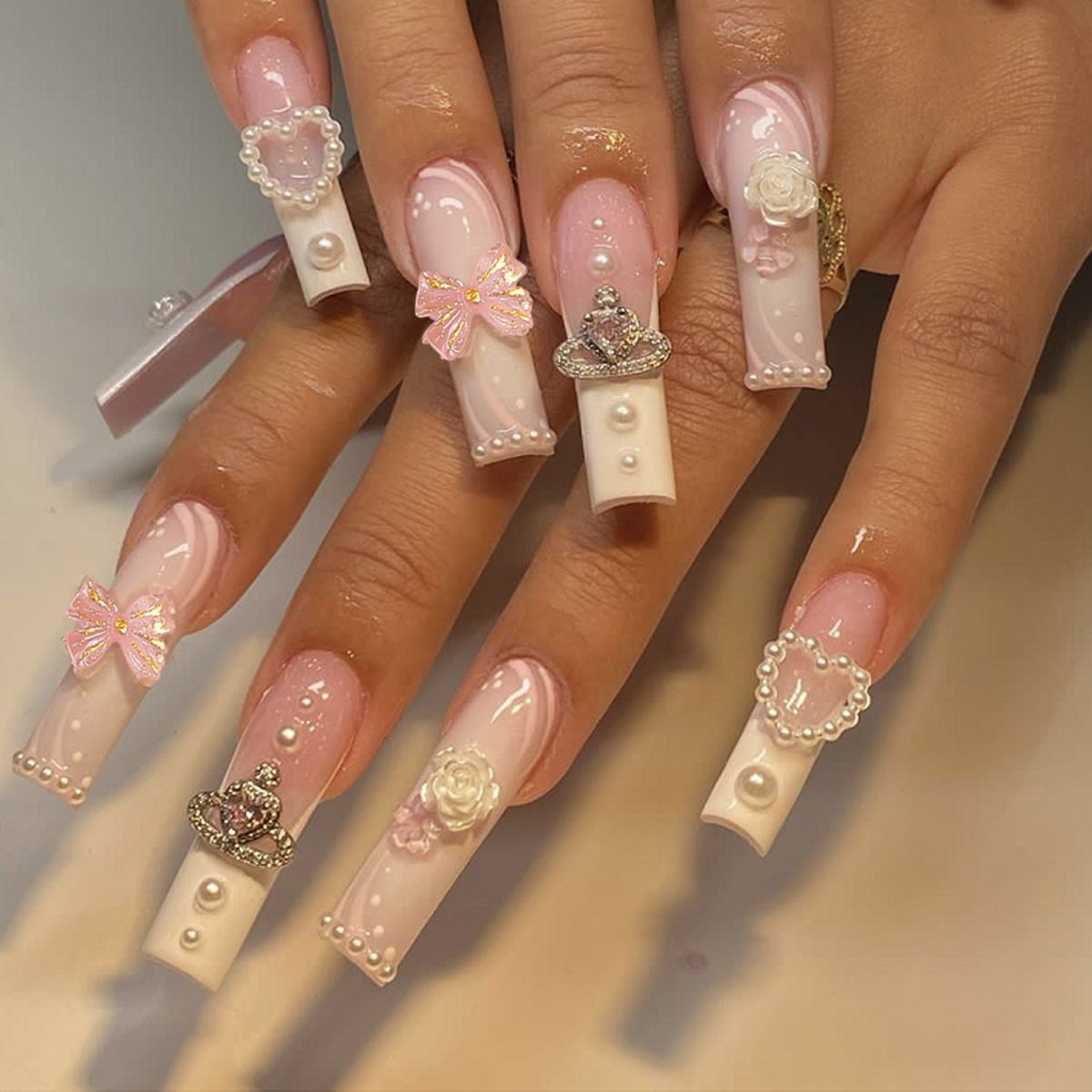 Rectangular Diamond Multi-diamond Press Fake Nails - Novair-product name