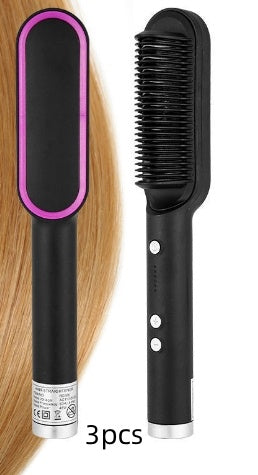 New 2 In 1 Hair Straightener Hot Comb Negative Ion Curling Tong Dual-purpose Electric Hair Brush - Novair-product name