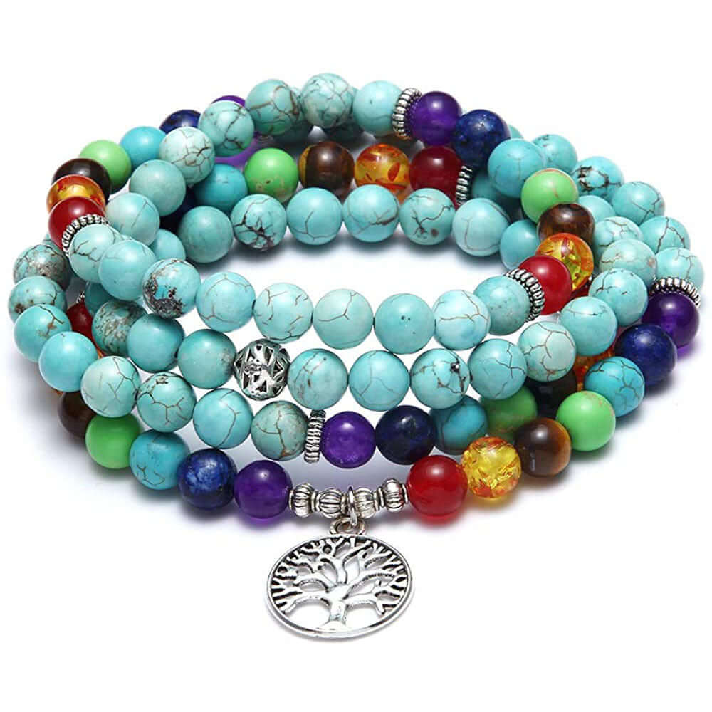 Amazon Stone Tiger Eye Stone Bracelet Necklace 108 Buddha Beads Lotus Bracelet - Novair-product name