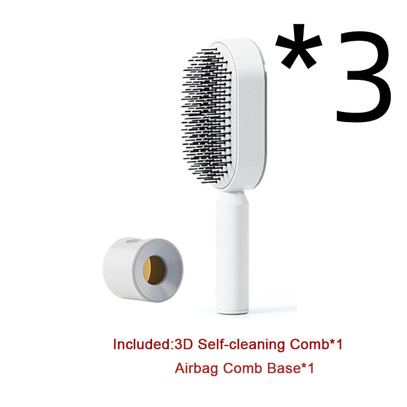 Self Cleaning Hair Brush For Women One-key Cleaning Hair Loss Airbag Massage Scalp Comb Anti-Static Hairbrush - Novair-product name
