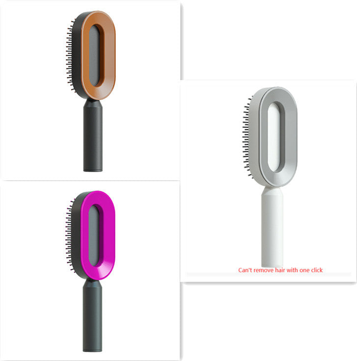 Self Cleaning Hair Brush For Women One-key Cleaning Hair Loss Airbag Massage Scalp Comb Anti-Static Hairbrush - Novair-product name