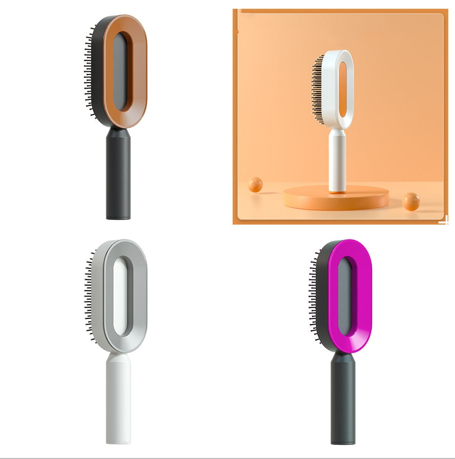 Self Cleaning Hair Brush For Women One-key Cleaning Hair Loss Airbag Massage Scalp Comb Anti-Static Hairbrush - Novair-product name
