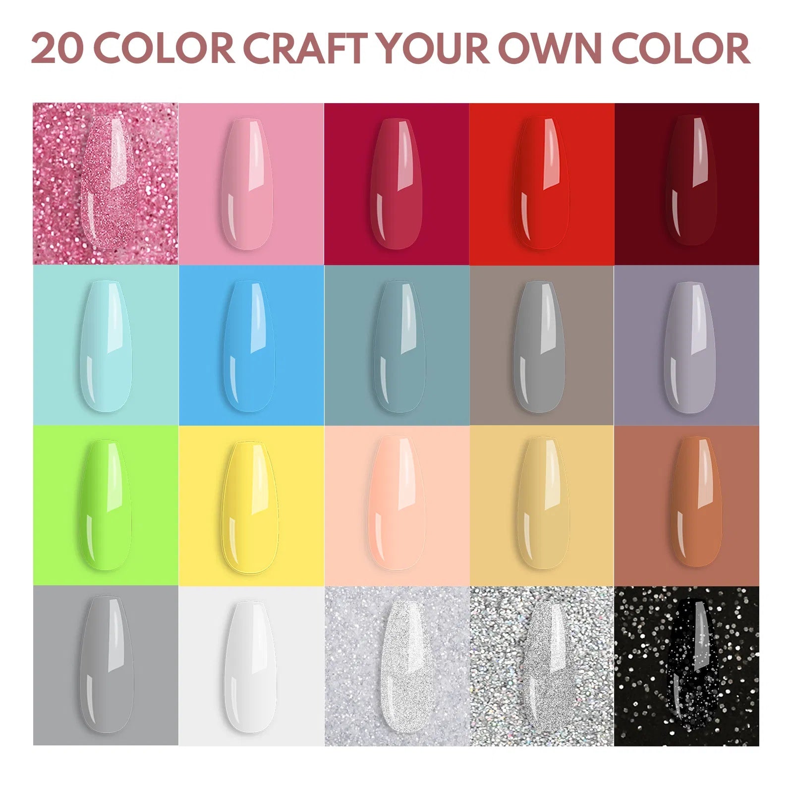 Acrylic Nail Kit Dip Powder Nail Kit Starter, 20 Colors Fast Dry Powder Nail Dipping Kit, With Base & Top Coat Activator Dip Nail Kit For French Nail Art Manicure DIY - Novair-product name