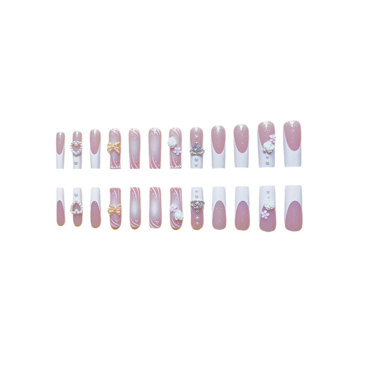 Rectangular Diamond Multi-diamond Press Fake Nails - Novair-product name