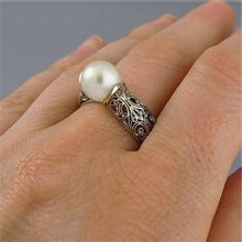 Inlaid Imported Artificial ABS Pearl Ring - Novair-product name