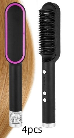 New 2 In 1 Hair Straightener Hot Comb Negative Ion Curling Tong Dual-purpose Electric Hair Brush - Novair-product name