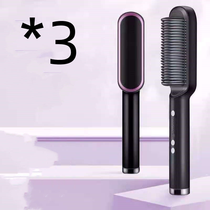 New 2 In 1 Hair Straightener Hot Comb Negative Ion Curling Tong Dual-purpose Electric Hair Brush - Novair-product name
