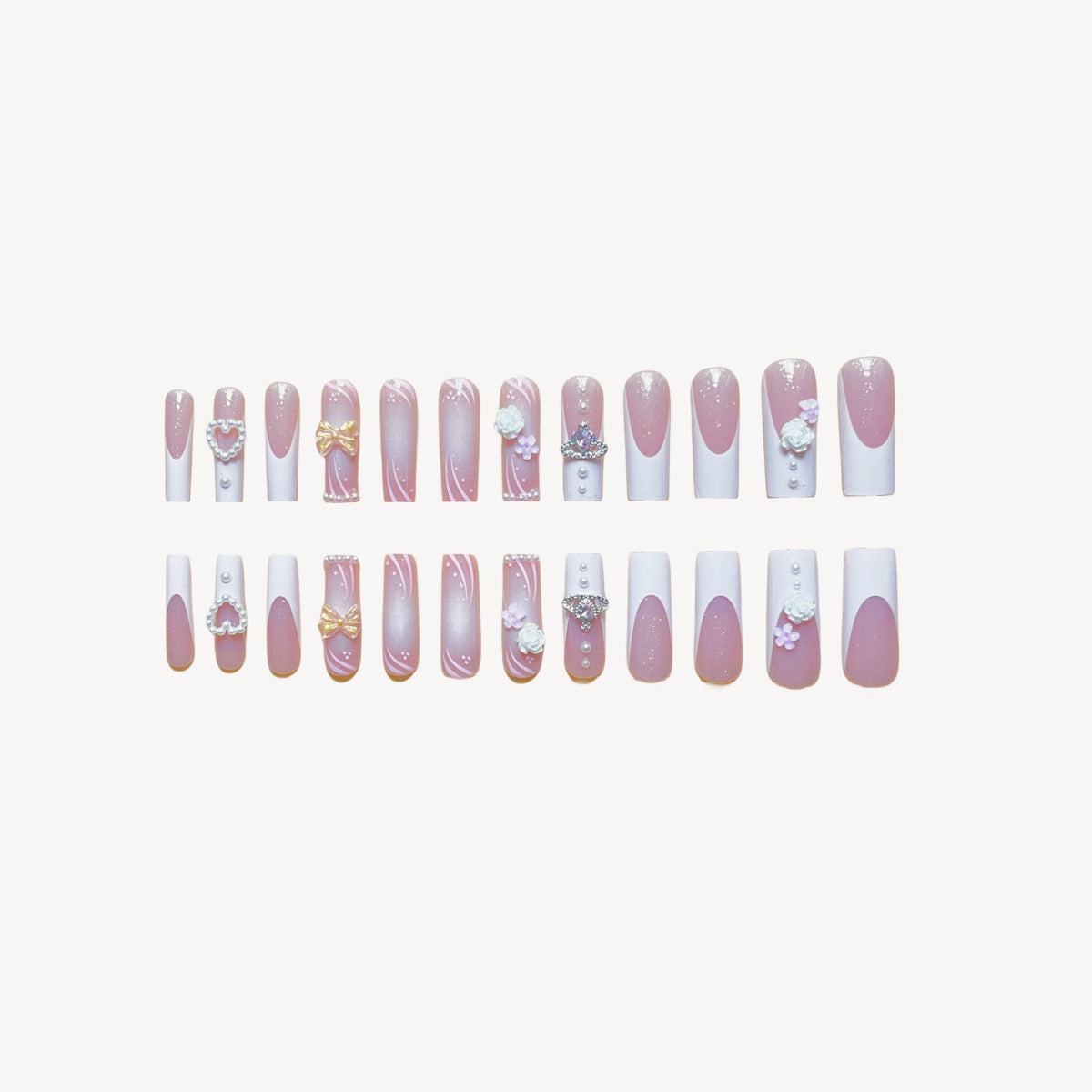 Rectangular Diamond Multi-diamond Press Fake Nails - Novair-product name