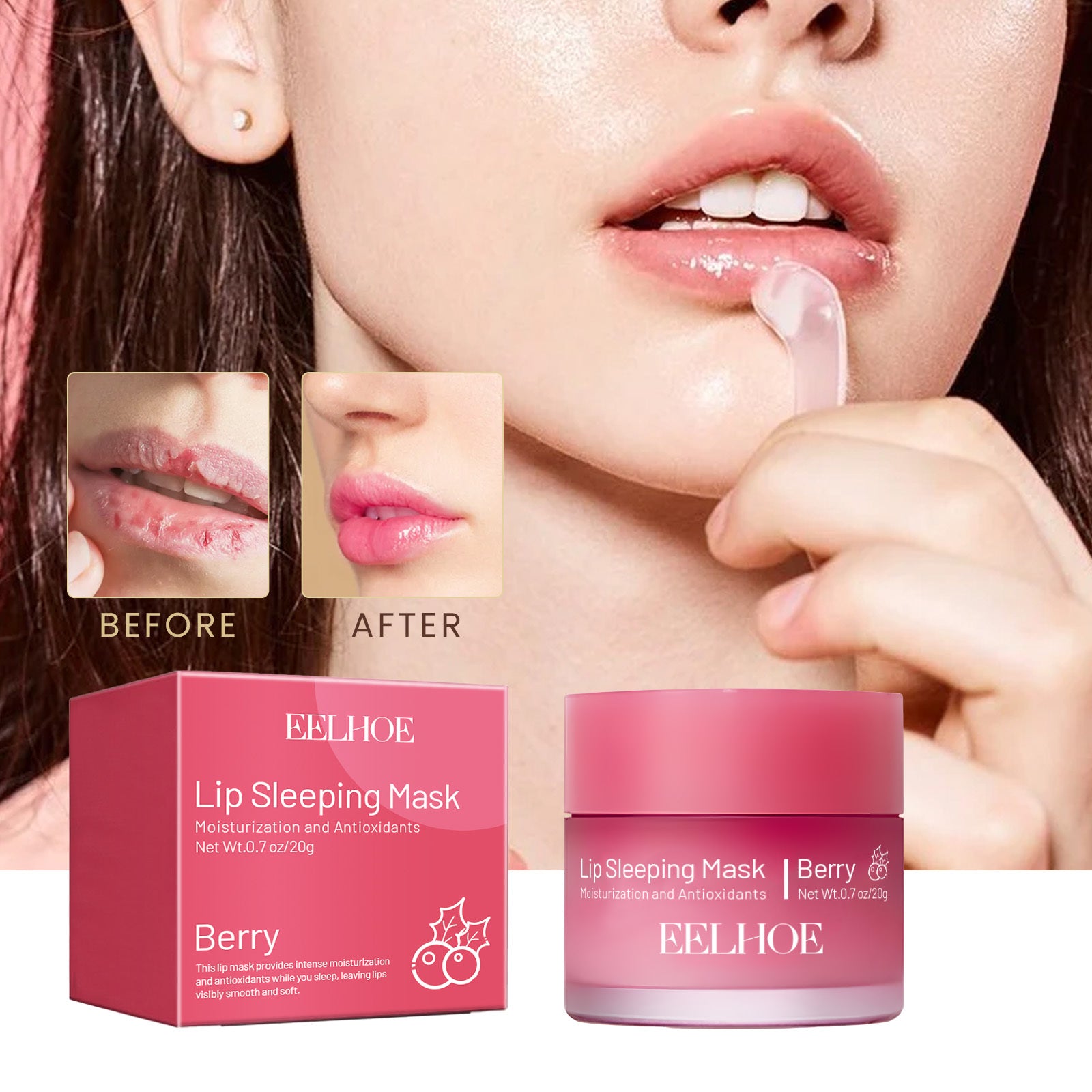 EELHOE Lip Sleeping Mask Moisturizing Hydrating Gentle Exfoliating Dead Skin Plumping Full Smooth Lip Mask - Novair-product name