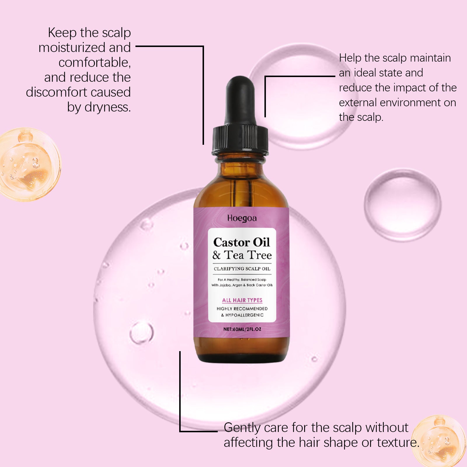 HOEGOA Scalp Treatment Oil Nourishes Hair, Moisturizes And Locks In Moisture, Improves Hair Texture, Reduces Oil Frizz - Novair-product name