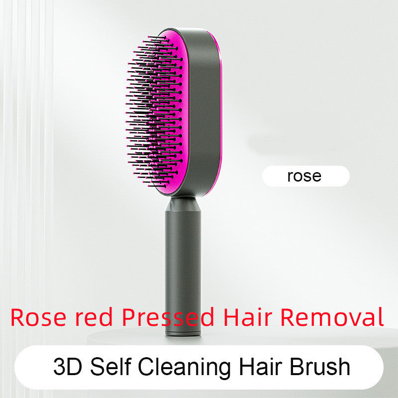 Self Cleaning Hair Brush For Women One-key Cleaning Hair Loss Airbag Massage Scalp Comb Anti-Static Hairbrush - Novair-product name