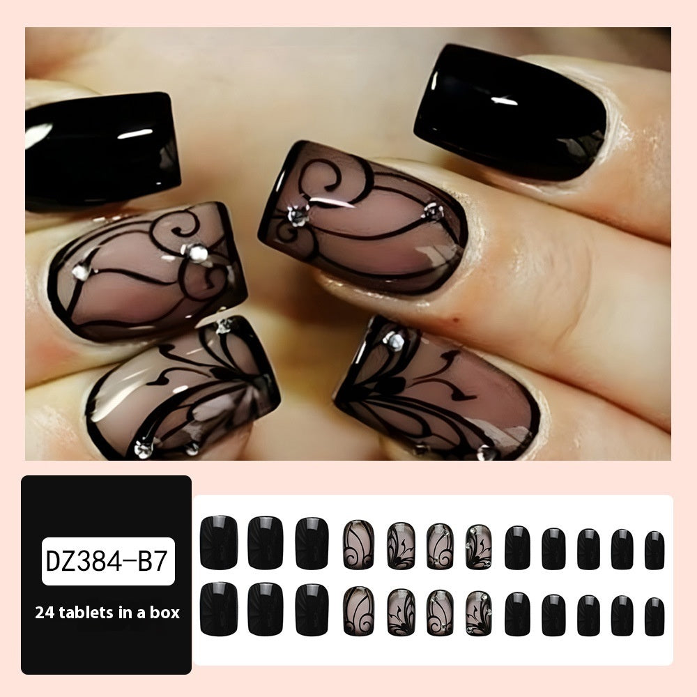 Dark Ins Style Black Vine Wearing Nails And Nails - Novair-product name