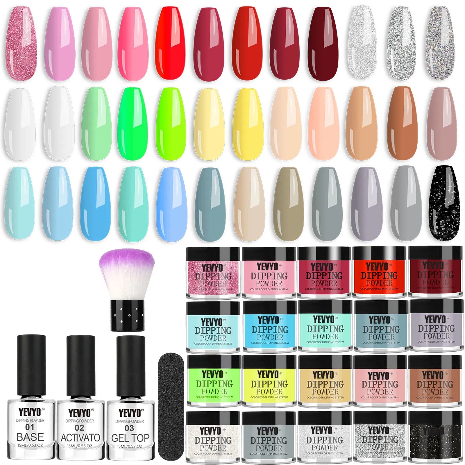 Acrylic Nail Kit Dip Powder Nail Kit Starter, 20 Colors Fast Dry Powder Nail Dipping Kit, With Base & Top Coat Activator Dip Nail Kit For French Nail Art Manicure DIY - Novair-product name