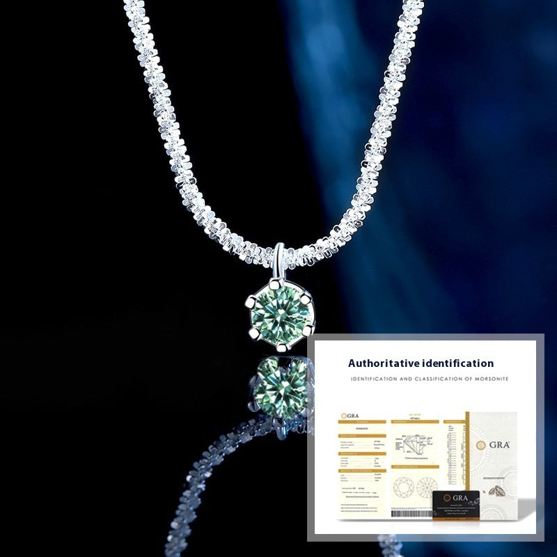 S925 Sterling Silver Colorful Moissanite Sparkling Necklace For Women - Novair-product name