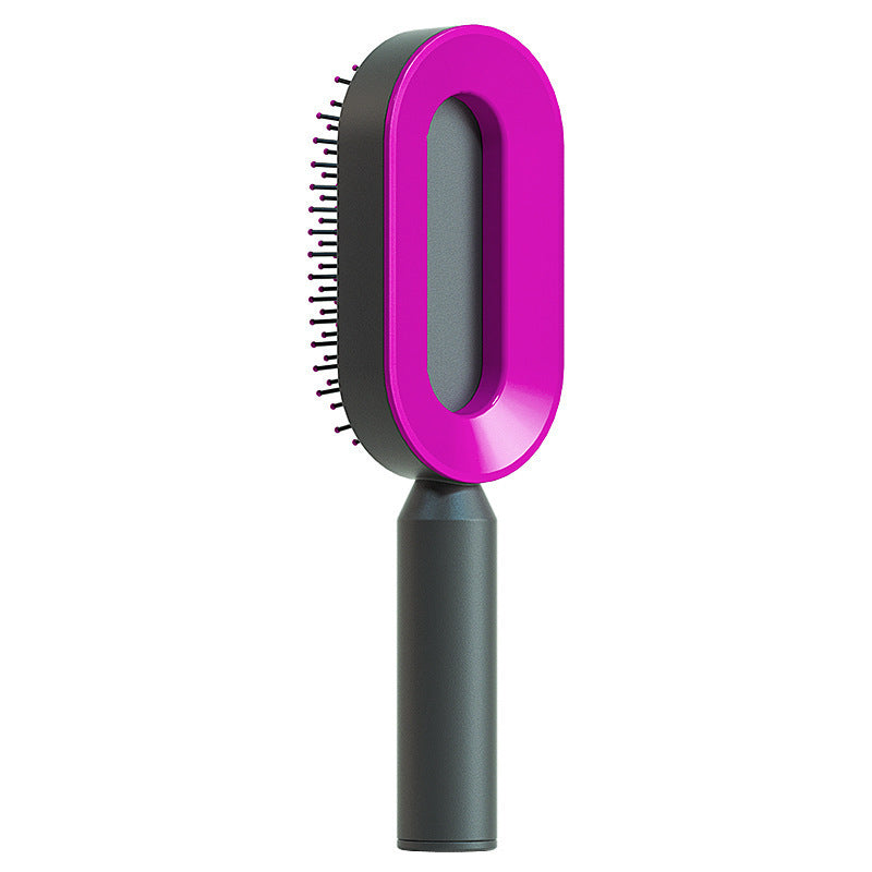 Self Cleaning Hair Brush For Women One-key Cleaning Hair Loss Airbag Massage Scalp Comb Anti-Static Hairbrush - Novair-product name